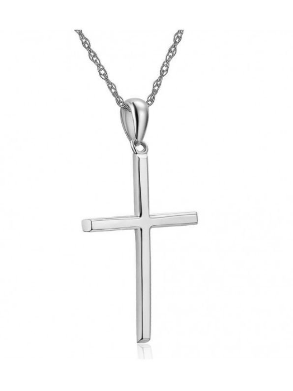 Image 5 of Cross Simple Highly Polished 14K White Gold Pendant