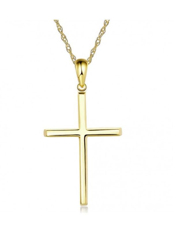 Image 1 of Cross Simple Highly Polished 14K Yellow Gold Pendant