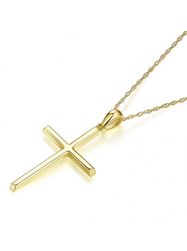 Image 3 of Cross Simple Highly Polished 14K Yellow Gold Pendant