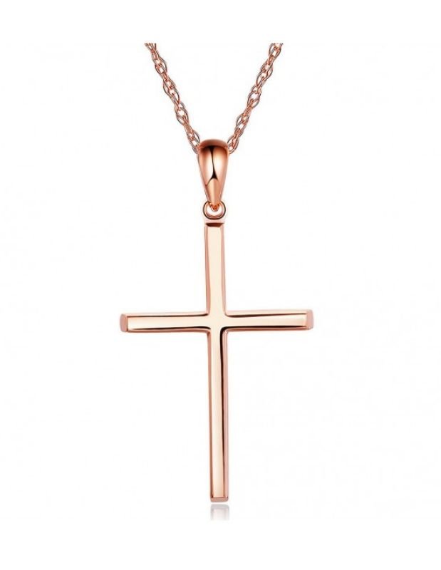 Image 1 of Cross Simple Highly Polished 14K Rose Gold Pendant