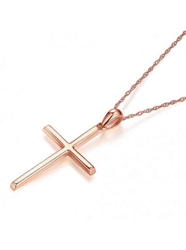 Image 3 of Cross Simple Highly Polished 14K Rose Gold Pendant