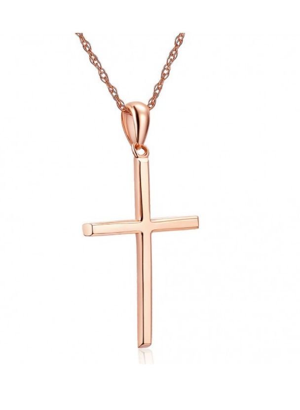 Image 5 of Cross Simple Highly Polished 14K Rose Gold Pendant