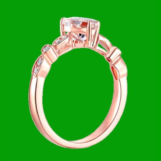 Image 2 of Peach Morganite Heart Cut Diamond Accent Ladies 14K Rose Gold Ring 