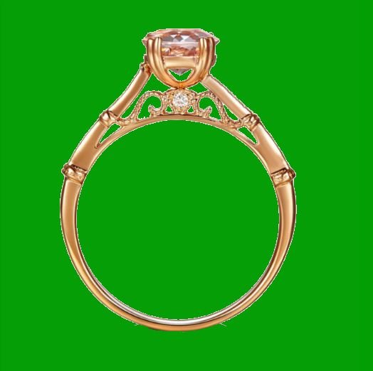 Image 2 of Peach Morganite Round Cut Diamond Accent Ladies 14K Rose Gold Ring  