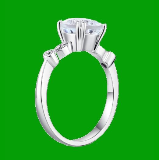 Image 2 of White Topaz Round Cut Diamond Accent Ladies 14K White Gold Ring 