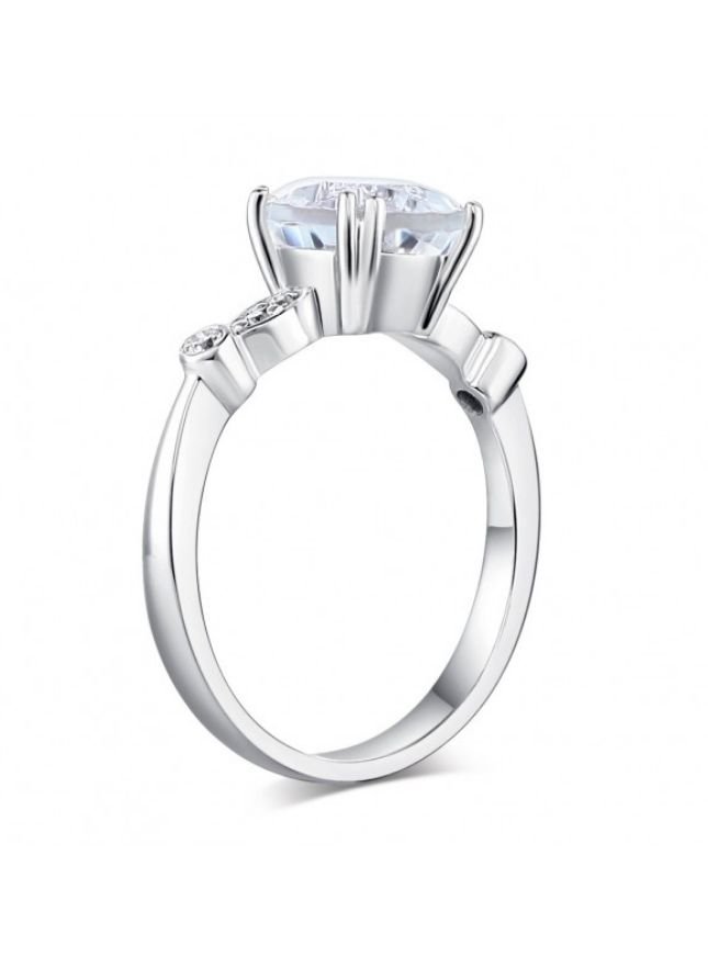 Image 3 of White Topaz Round Cut Diamond Accent Ladies 14K White Gold Ring 