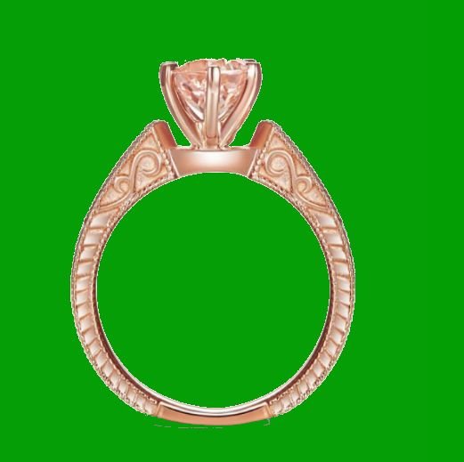 Image 2 of Peach Morganite Round Cut Diamond Highlights Ladies 14K Rose Gold Ring 