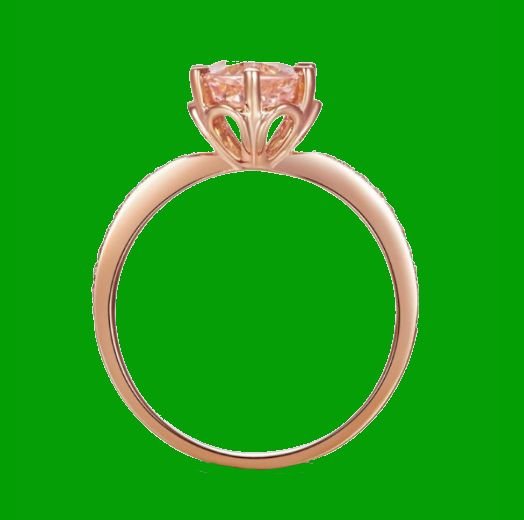 Image 2 of Peach Morganite Round Cut Diamond Channel Inlaid Ladies 14K Rose Gold Ring 