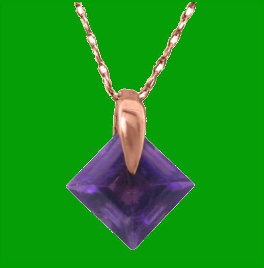 Image 0 of Purple Amethyst Square Cut Simple Ladies 14K Rose Gold Pendant