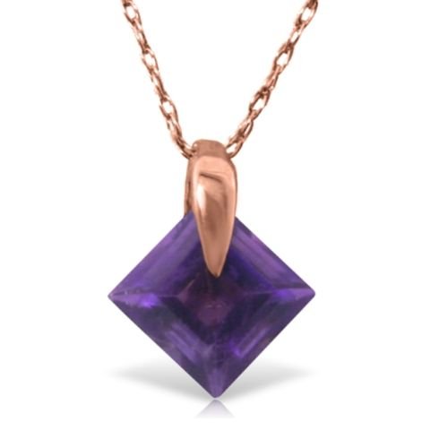 Image 1 of Purple Amethyst Square Cut Simple Ladies 14K Rose Gold Pendant