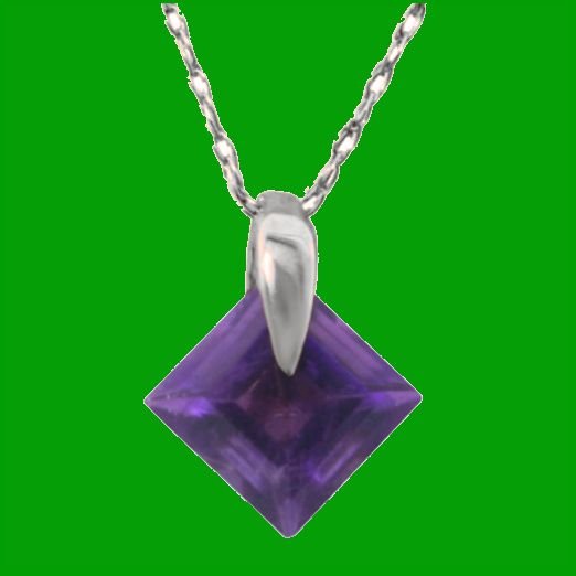 Image 0 of Purple Amethyst Square Cut Simple Ladies 14K White Gold Pendant