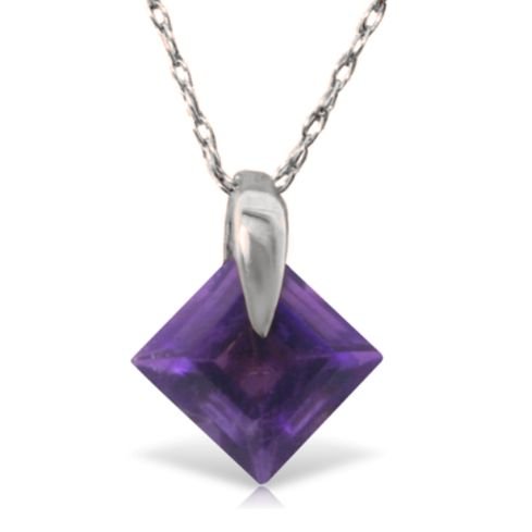 Image 1 of Purple Amethyst Square Cut Simple Ladies 14K White Gold Pendant