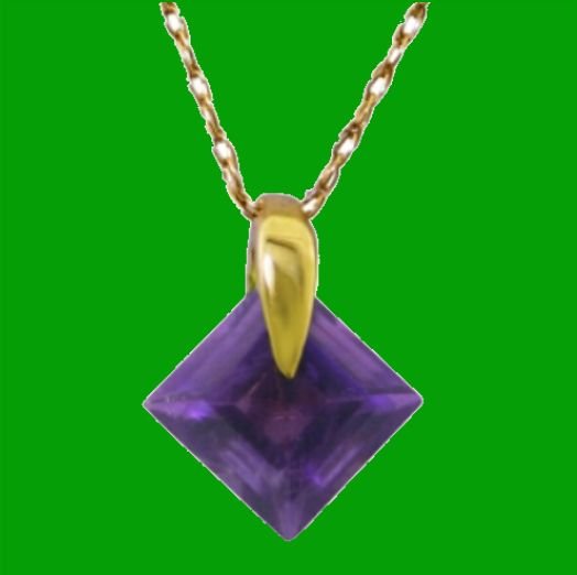 Image 0 of Purple Amethyst Square Cut Simple Ladies 14K Yellow Gold Pendant