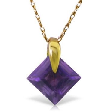 Image 1 of Purple Amethyst Square Cut Simple Ladies 14K Yellow Gold Pendant