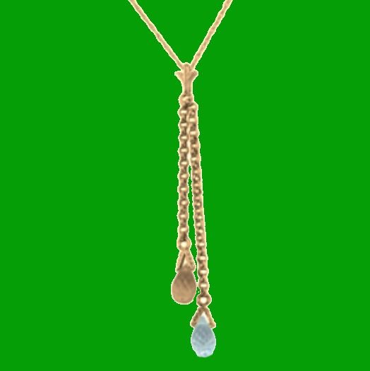 Image 0 of Blue Topaz Citrine Briolette Long Drop 14K Rose Gold Pendant