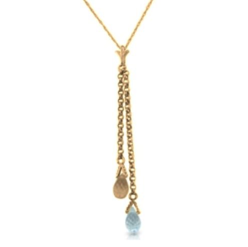 Image 1 of Blue Topaz Citrine Briolette Long Drop 14K Rose Gold Pendant