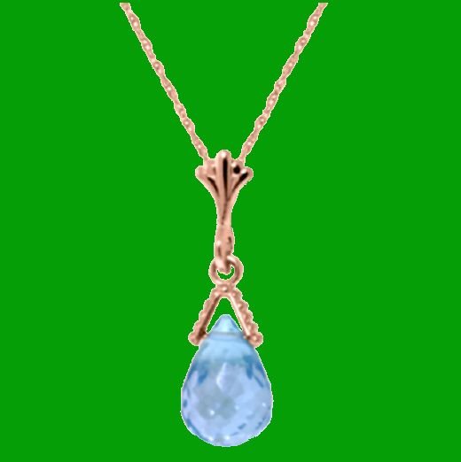 Image 0 of Blue Topaz Briolette Small Drop 14K Rose Gold Pendant