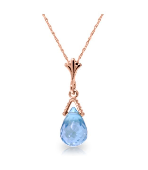 Image 1 of Blue Topaz Briolette Small Drop 14K Rose Gold Pendant