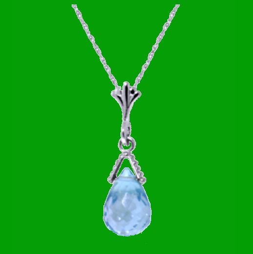 Image 0 of Blue Topaz Briolette Small Drop 14K White Gold Pendant