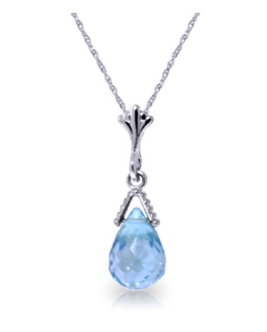 Image 1 of Blue Topaz Briolette Small Drop 14K White Gold Pendant