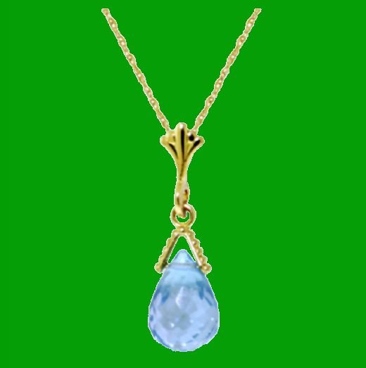 Image 0 of Blue Topaz Briolette Small Drop 14K Yellow Gold Pendant