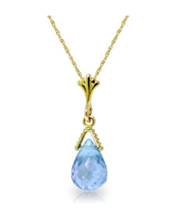 Image 1 of Blue Topaz Briolette Small Drop 14K Yellow Gold Pendant