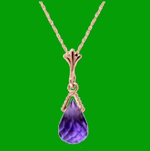 Image 0 of Purple Amethyst Briolette Small Drop 14K Rose Gold Pendant