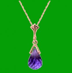 Purple Amethyst Briolette Small Drop 14K Rose Gold Pendant