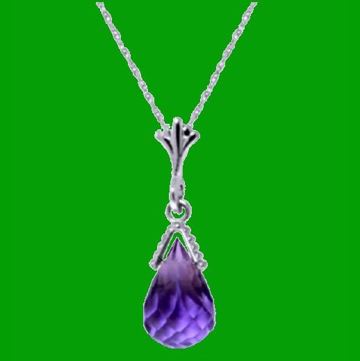 Image 0 of Purple Amethyst Briolette Small Drop 14K White Gold Pendant
