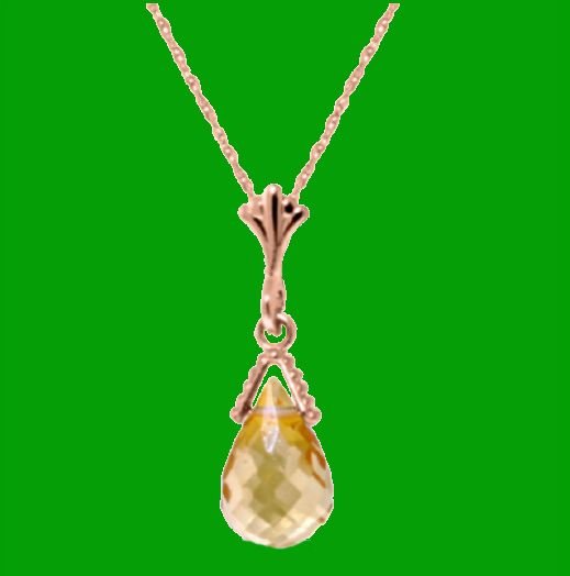 Image 0 of Citrine Briolette Small Drop 14K Rose Gold Pendant