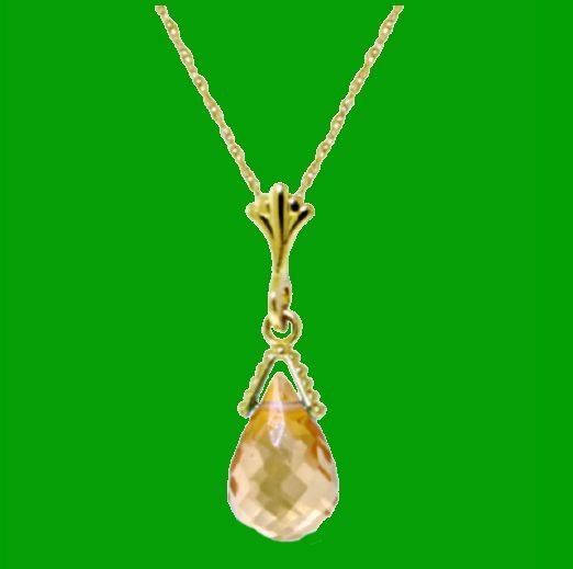 Image 0 of Citrine Briolette Small Drop 14K Yellow Gold Pendant