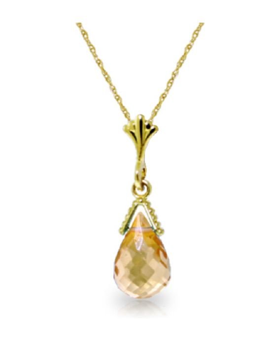 Image 1 of Citrine Briolette Small Drop 14K Yellow Gold Pendant