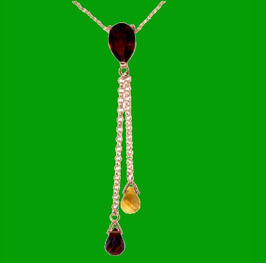 Image 0 of Garnet Citrine Pear Briolette Double Drop 14K Rose Gold Pendant