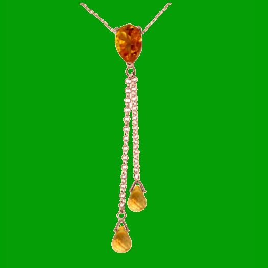 Image 0 of Citrine Pear Briolette Double Drop 14K Rose Gold Pendant