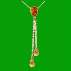 Citrine Pear Briolette Double Drop 14K Rose Gold Pendant