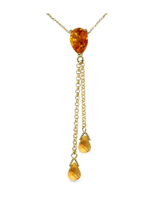 Image 1 of Citrine Pear Briolette Double Drop 14K Yellow Gold Pendant