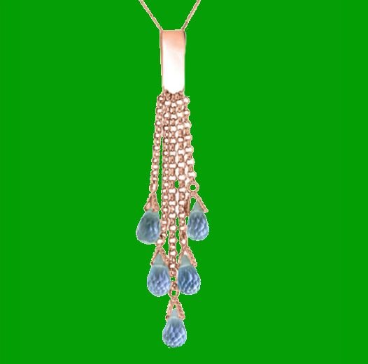 Image 0 of Blue Topaz Briolette Cascade Long Drop 14K Rose Gold Pendant