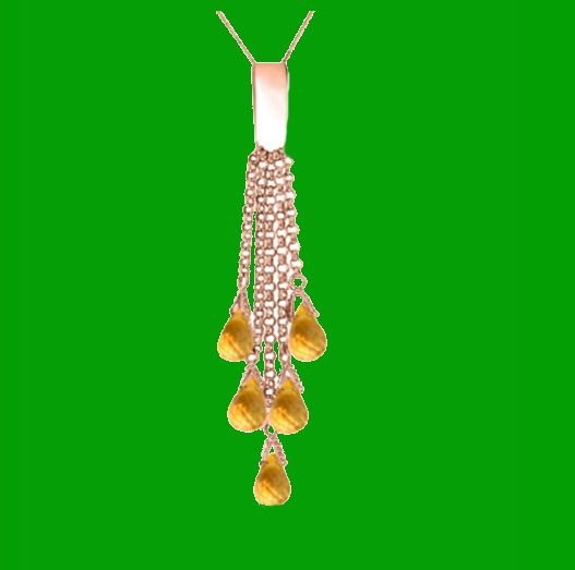 Image 0 of Citrine Briolette Cascade Long Drop 14K Rose Gold Pendant
