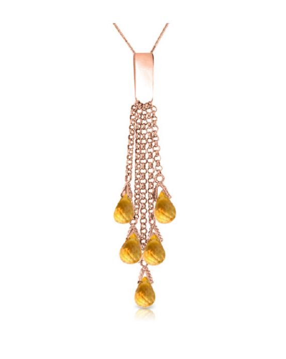 Image 1 of Citrine Briolette Cascade Long Drop 14K Rose Gold Pendant