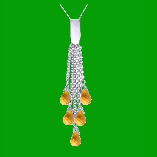 Image 0 of Citrine Briolette Cascade Long Drop 14K White Gold Pendant