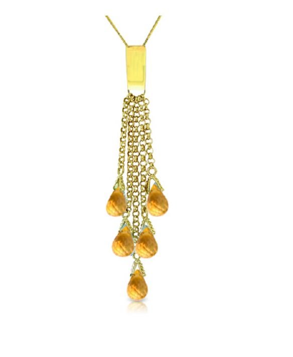 Image 1 of Citrine Briolette Cascade Long Drop 14K Yellow Gold Pendant