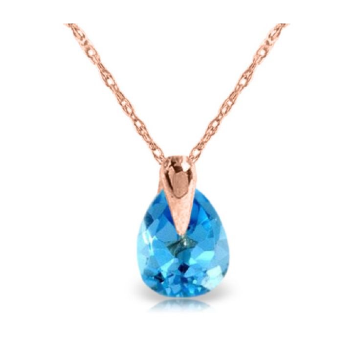 Image 1 of Blue Topaz Pear Cut Simple Ladies 14K Rose Gold Pendant