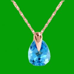 Blue Topaz Pear Cut Simple Ladies 14K Rose Gold Pendant