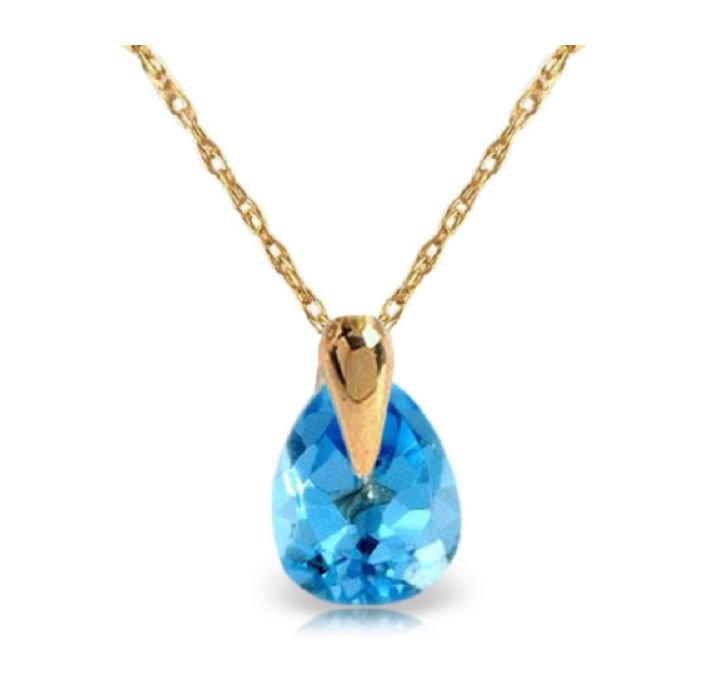 Image 1 of Blue Topaz Pear Cut Simple Ladies 14K Yellow Gold Pendant