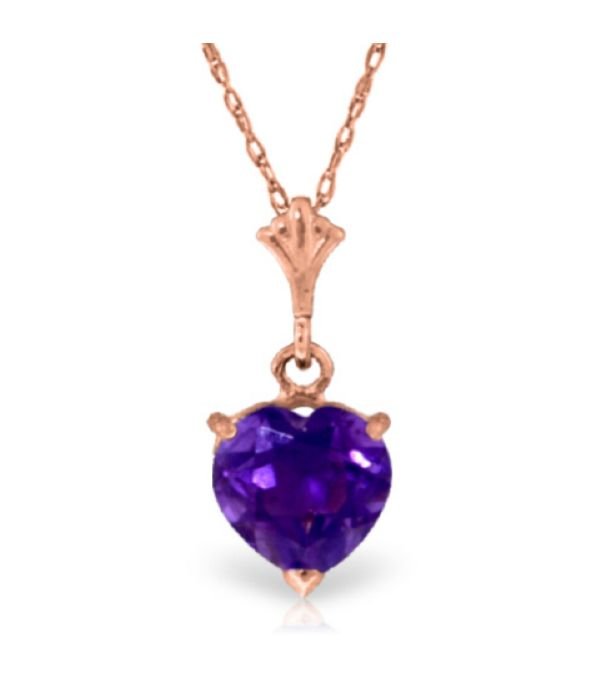 Image 1 of Purple Amethyst Heart Cut Romantic Ladies 14K Rose Gold Pendant