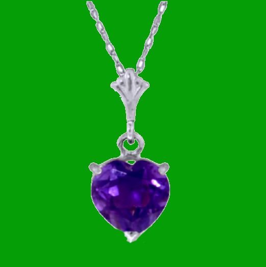 Image 0 of Purple Amethyst Heart Cut Romantic Ladies 14K White Gold Pendant
