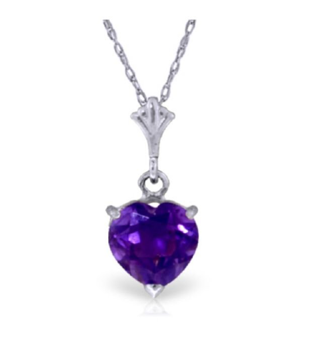Image 1 of Purple Amethyst Heart Cut Romantic Ladies 14K White Gold Pendant