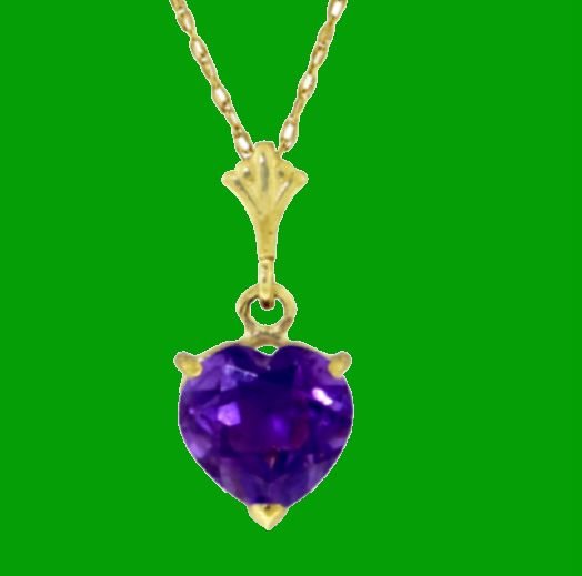 Image 0 of Purple Amethyst Heart Cut Romantic Ladies 14K Yellow Gold Pendant