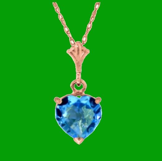 Image 0 of Blue Topaz Heart Cut Romantic Ladies 14K Rose Gold Pendant