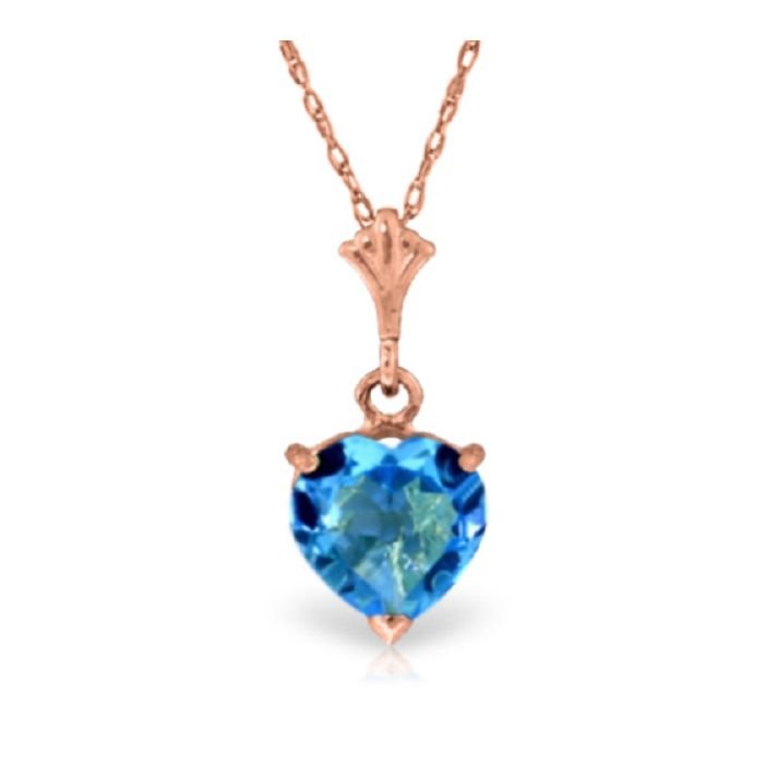 Image 1 of Blue Topaz Heart Cut Romantic Ladies 14K Rose Gold Pendant